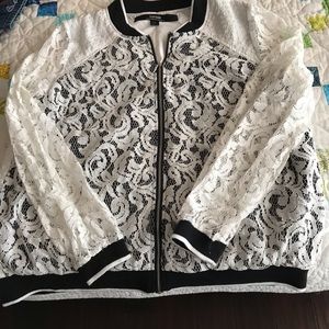 White and black bomber-style jacket